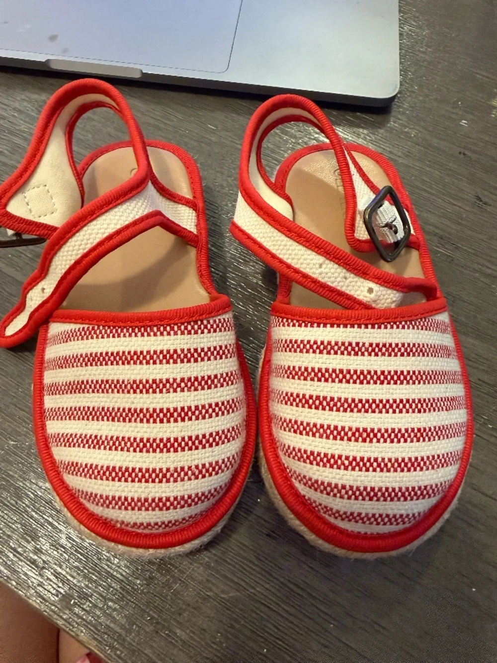 NEW Red Stripped Toddler Sandals Size 6